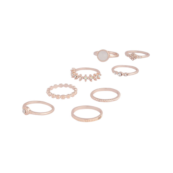 Rose Gold Textured Stone Ring 8-Pack