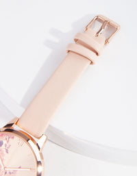 Pink Floral PU Strap Watch - link has visual effect only