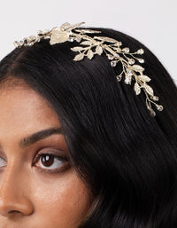 Gold Floral Leaf Wire Headband - link has visual effect only