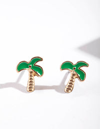 Gold Palm Tree Stud Earrings - link has visual effect only