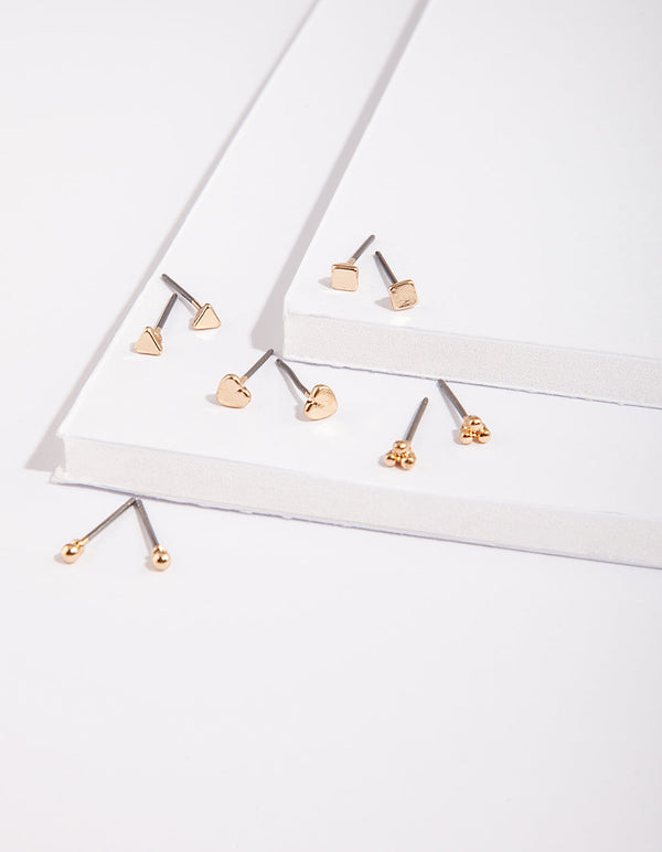 Gold Micro Stud Earring 5-Pack