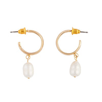 Gold Sleeper Pearl Drop Earrings - link has visual effect only