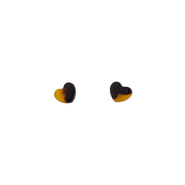 Acrylic Mini Heart Tortoiseshell Earrings