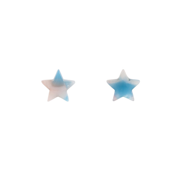 Blue Resin Mini Star Earrings
