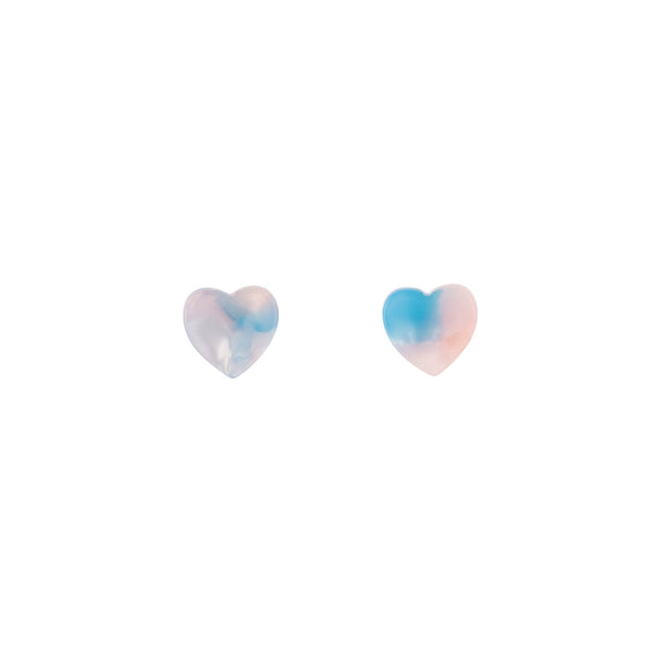 Pink Blue Mini Resin Heart Earrings