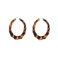 Brown Animal Fabric Wrap Hoop Earrings - link has visual effect only