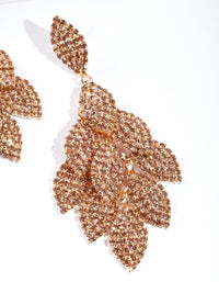Gold Diamante Leaf Earrings - link has visual effect only