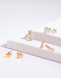Gold Plated Sterling Silver Celestial Stud Earring Pack - link has visual effect only