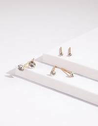 Gold Plated Sterling Silver Diamante Gradual Ear Pack - link has visual effect only