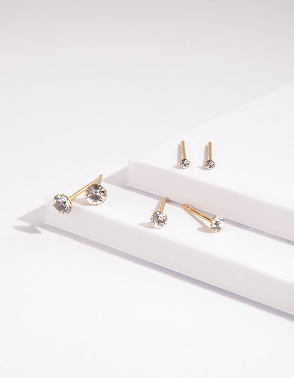 Gold Plated Sterling Silver Diamante Gradual Ear Pack