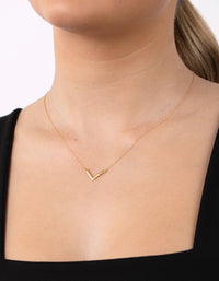 Gold Plated Sterling Silver V Pendant Necklace - link has visual effect only