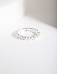 Sterling Silver Statement Cubic Zirconia Eternity Band - link has visual effect only
