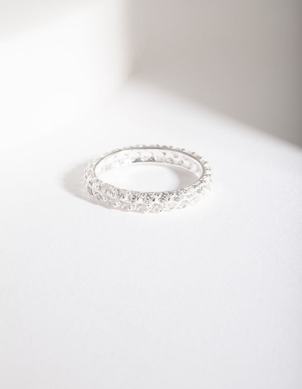Sterling Silver Statement Cubic Zirconia Eternity Band