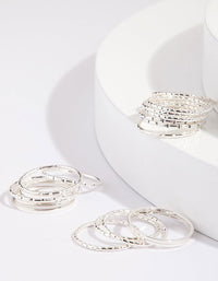 Silver Textured Fine Band Ring Pack - link has visual effect only
