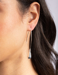 Polished Long Silver Teardrop Earrings - link has visual effect only