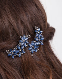 Gunmetal Mixed Crystal Floral Hair Clip - link has visual effect only
