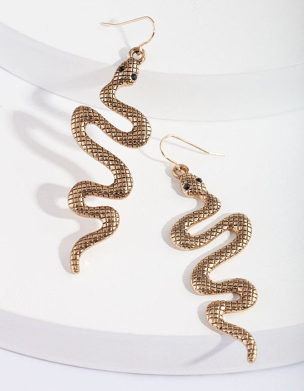 Snake Detailed Hook Earrings
