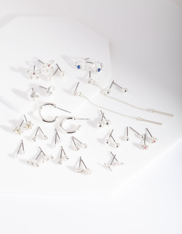 Silver Diamante Motif Earring 20 Pack
