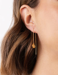 Gold Plated Sterling Silver Sun Thread Through Earrings - link has visual effect only