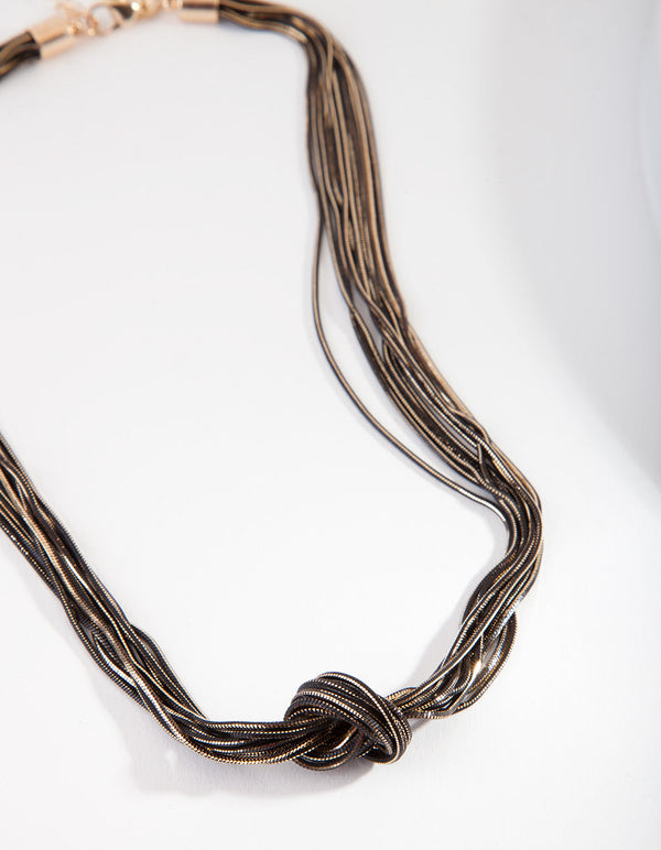 Black Chain Knot Tie Necklace