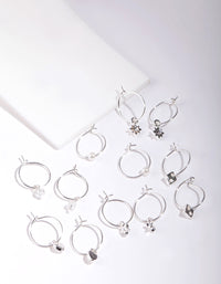 Silver Multi Hoop With Charm Earring 6-Pack - link has visual effect only