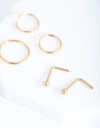 Gold Plain Nose Piercing 6-Pack - link has visual effect only