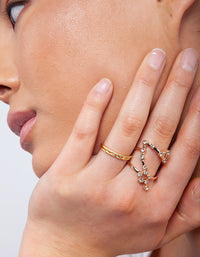 Gold Plated Sterling Silver Diamante Twist Ring Stack - link has visual effect only