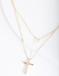 Gold Cubic Zirconia Multirow Cross Necklace - link has visual effect only