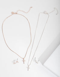 Mixed Metal Diamante Cross Jewellery Set - link has visual effect only