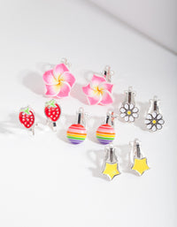 Kids Fruity Flower Clip-On Earring 5-Pack - link has visual effect only