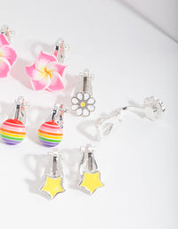 Kids Fruity Flower Clip-On Earring 5-Pack - link has visual effect only