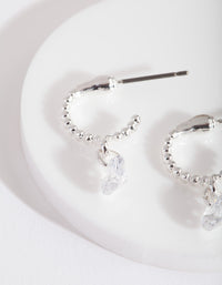 Silver Cubic Zirconia Ball Huggie Earrings - link has visual effect only