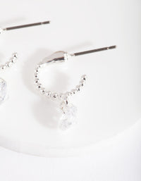 Silver Cubic Zirconia Ball Huggie Earrings - link has visual effect only