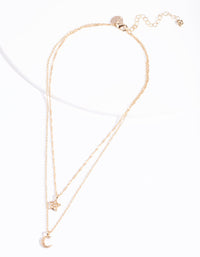 Gold Cubic Zirconia Celestial Necklace - link has visual effect only