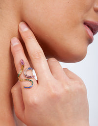 Rainbow Diamante Snake Wrap Ring - link has visual effect only