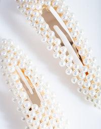 Gold Pearl Triangle Hair Clip Duo - link has visual effect only