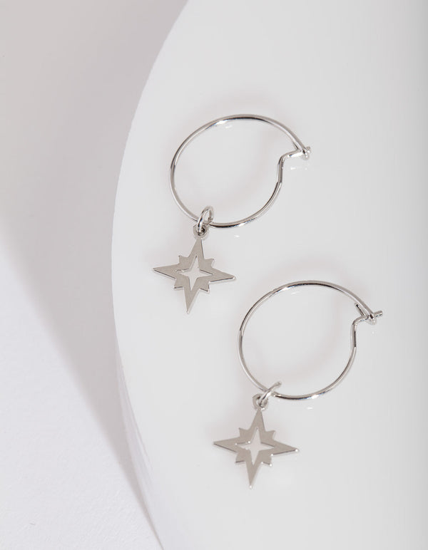 Gunmetal Star Hoop Earrings