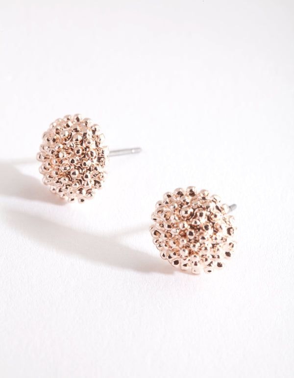 Rose Gold Crater Stud Earrings