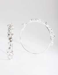 Silver Cluster Gem Hoop Earrings - link has visual effect only