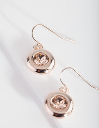 Rose Gold Circle Stone Earrings - link has visual effect only