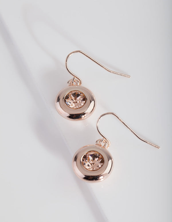 Rose Gold Circle Stone Earrings