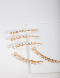 Gold Pearl & Diamante Hair Pin 5-Pack - link has visual effect only