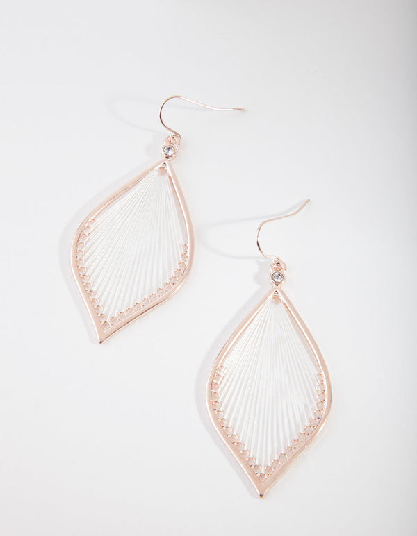 Rose Gold White String Earrings