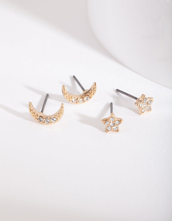 Gold Celestial Diamante Earring Pack
