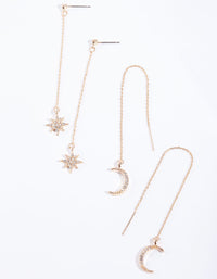 Gold Star Moon Drop Earring Pack - link has visual effect only