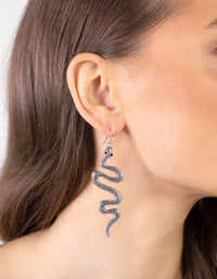 Antique Silver Textured Snake Earrings - link has visual effect only