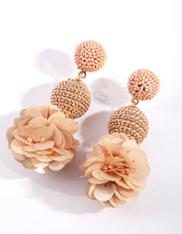 Rose Gold Fabric Flower Earrings - link has visual effect only