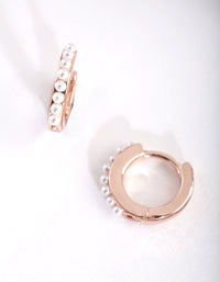 Rose Gold Pearl Huggie Earrings - link has visual effect only