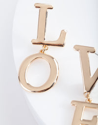Gold "LOVE" Split Drop Earrings - link has visual effect only
