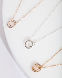 Mixed Metal Diamante Circle Necklace Trio - link has visual effect only
